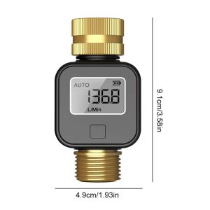 BAGUO Màn hình LCD Đồng hồ đo lưu lượng nước kỹ thuật số Đầu vào bằng đồng thau Chống nước IPX5 Máy đo mức tiêu thụ nước Tốc độ dòng chảy Chính xác Đồng hồ nước kỹ thuật số Tưới tiêu