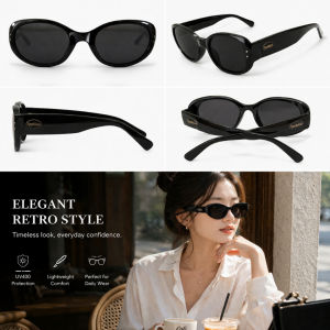 Noir Atelier Retro Sunglasses – UV400 Black Minimalist Fashion Shades for Women