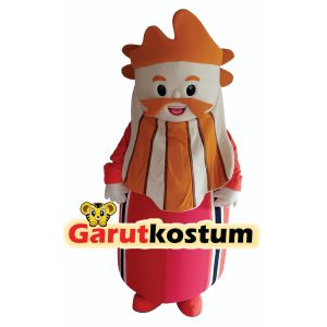 Kostum maskot badut karakter janggot tan setelan fashion karnaval