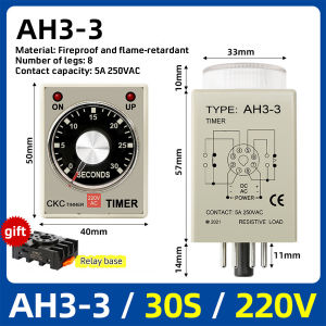 เก็บปลายทาง！ไทม์เมอร์ตั้งเวลา AH3-3 Relay Timer AC220V 5A หน่วงเวลา