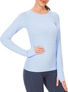 Stelle  Women Fitness Shirt Seamless Long Sleeve Yoga Top with Thumb Hole  Suitable for sports running breathable slim fit