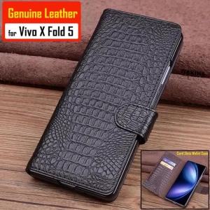 Genuine Leather Flip Cover for Vivo X Fold5 Case for Vivo X Fold 5 Fold3 Pro Card Slots Wallet Case with Magnetic Buckle