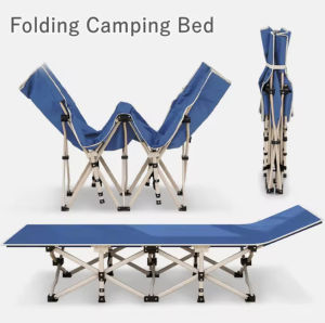 【Hania】Ultralight Compact Travel Portable Folding Bed  Aluminum Folding Fabric Oxford Cloth Adjustable Height Sleeping Cot Folding Camping Bed Folding Bed office Nap Lounge Single Bed