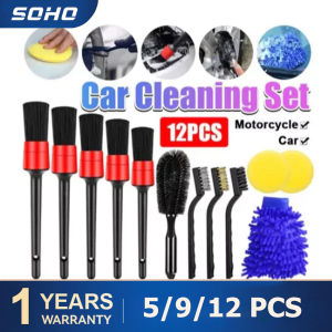 SOHO 12PCS Car Motorcycle Detailing Brushes Car Wash Slit Brush Clean Seat Detail Brush for Cleaning Car Interior Ext