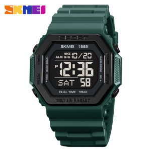 SKMEI 1988 Top Brands Digital Mens Waterproof Electronic WristWatches Fashion PU Band Sports Watch (45mm)