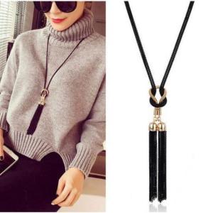 [fenggongshuode] Simple Fashionable Geometric Versatile Tassel Long Pendant Necklace For Womens Creative Sweater Chain Jewelry Accessories Gifts