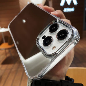 Luxury Plating Silver Cosmetic Mirror Soft Silicone Case For iPhone 14 Pro Max 13 12 11 XR X XS Max Original Shockproof Cover