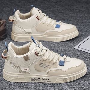 AU Giày nam cổ cao vải canvas mùa xuân 2026 Giày sneaker nam sinh màu trắng mẫu mới mùa xuân phong cách thể thao năng động dễ phối đồ sành điệu.