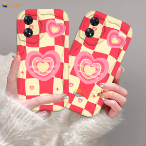 (Lokal Ready) Casesummer Casing hp OPPO A17 A17k A12 A16 A16s A54s A16k A16e A5s A7 A11K A1K A57 4G A58 A78 A77S A53 2020 A3s A12e A33 A31 A52 A92 A54 Reno 8T 4G Reno 5F Checkerboard Love Heart Wavy Curved Edge Lattice Case