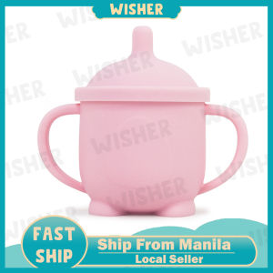 200ml 2 in 1 Spill-proof Silicone Drinking Cup with Handle Silicone training cup for infants 6 months and above