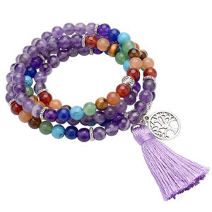 AliExpress Best-Selling Amethyst Long Bracelet 108 Beaded colorful tassel handmade long bracelet