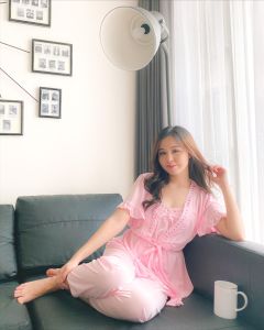 Kimono Tidur Hst Set Celana Panjang (Pink Candy)