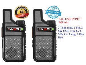 Bộ 2 Bộ đàm siêu nhỏ mini chất lượng khủng ABS AB900 (Giá rẻ bền bỉ Sạc USB Type C Đời Mới)