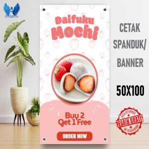 Spanduk Banner DAIFUKU MOCHI ukuran 50x100 Costom Desain