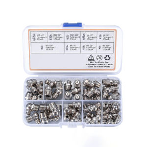 60pcs/Set Hydraulic Grease Fitting Kit Metal Grease Nipple Fitting Universal For Car Motorcycle