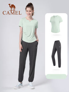 Lạc Đà Phụ Nữ Áo Quần Yoga Mỏng Quần thể thao dáng thụng Phòng Tập Thể Dục Tập Thể Dục T-Shirt & Quần