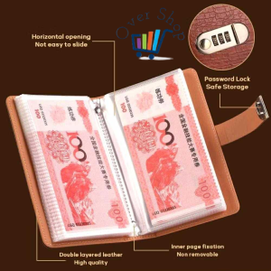 OVER SHOP 1pcs Saving Money Notebook With Password Lock Waterproof 100 Envelope Challenge Binder PU Leathe