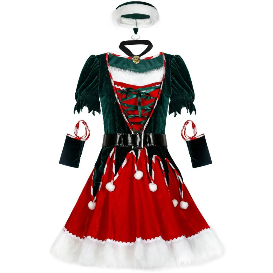 Christmas Party Women Cosplay kawaii Christmas Dress Santa Claus Elf Costume  New Year Clothes Warm Dress Fancy Outfit | Lazada PH