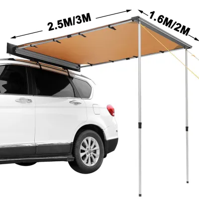 BLACK Car Tent 2×3m Toldo 4WD Car Roof Tent Awning Roof Up 420D Awning Sun Shade Side Tent