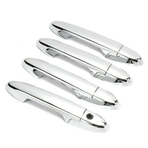 For Honda City GM 2014-2019 8Pcs Carbon Fiber / Chrome Car Door Handle Cover Trim Styling Protection Decoration ABS Sticker