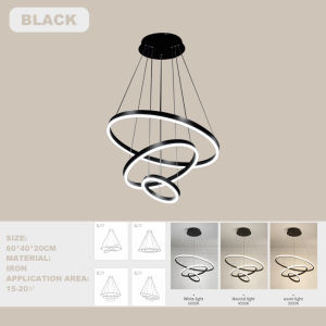 Nordic adjustable LED three ring three color modern chandelier Living room Dining room Kitchen bedroom indoor home lighting