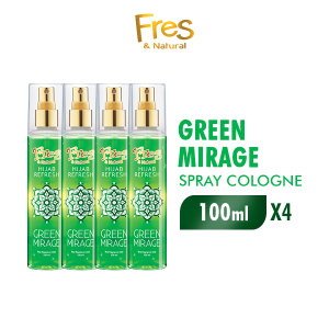 [Paket Isi 4] Fres & Natural Spray Cologne Hijab Refresh Green Mirage Botol 100ML