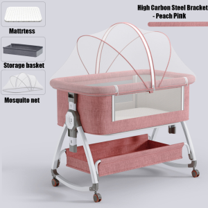 SG Multifunctional Foldable Baby Crib Portable Newborn Cradle Bed Height Adjustable Baby Crib Splicing Big Bed