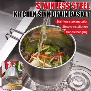 Stainless Steel Sink Drain Strainer Basket Hangable Kitchen Sink Drain Racks Sponge Soap Storage Baskets Wet Dry Drainage Holder