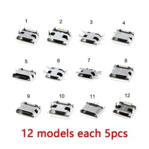 Soket Micro Usb 5 Pin Female Jack Port Socket Micro Usb Connector Female Berbagai Model Conector Charger 240Pcs/Set Lengkap With Box