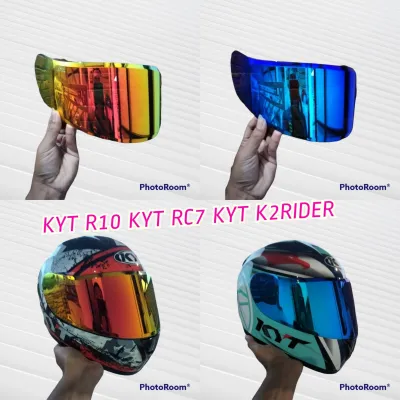 [COD] Kaca Visor flat KYT - R10 RC7 K2R MDS VICTORY iridium Silver blue gold hitam