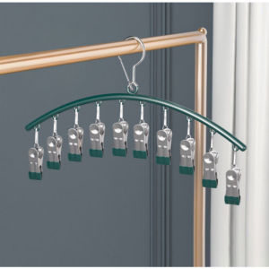 10 Clips Space Saving Hangers Stainless Steel Hangers with Clips Hanging Closet Organizer