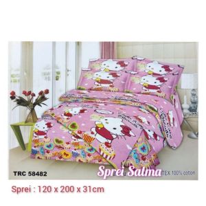 Sprei Anak Perempuan Karakter Kasur No 3 Extra Single Super Single Size Ukuran 120x200 Tinggi 30 Lebih Sprei Home Made Corak Motif Karakter Pink