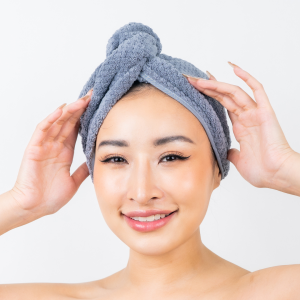 Kupa ผ้าเช็ดผมแห้งไว ฟรี! กระเป๋าเก็บ Premium ไมโครไฟเบอร์  ผ้าคลุมผม หมวกคลุมผม แห้งเร็ว Quick Dry Hair Turban Towel Hair Cap รุ่น Aqua Plush