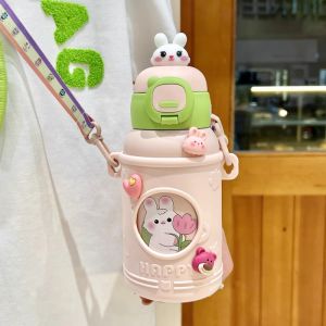 กระติกเก็บอุณหภูมิ กระติกน้ำเด็ก เก็บอุณหภูมิ 500 ML หลอดเด้ง พร้อมกระเป๋าสะพาย เกรด 316 ขวดน้ำสำหรับเด็กH-251