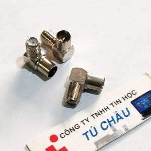 Đầu cắm Tivi Camera...gốc Vuông 90 độ - Chuẩn cắm Anten - RF In chất liệu INOX / Túi 2 đầu