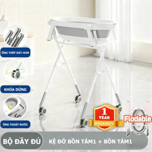bồn tắm gấp gọn cho bé beige Giải Phóng Lưng Thoát Nước Nhanh Chống Trơn Bảo Hành 1 Năm
