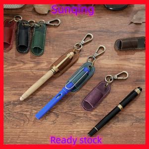 SQ Stationery [Flash Sale] Pen Lanyard Holder Pen Holder With Keychain Portable Pencil Holder Protector For Clipboard PU Leather Pen Holder