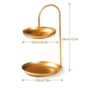 Fypo Nordic Luxury Double Deck Fruit pate  Pallet Household Fashion Snack Dish Dessert Candy Serving Tray for Restaurant Shop Cosmetics Jewelry Rack Dresser Living Room Table Organizer