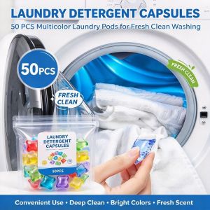 50Pcs Laundry Gel Beads Long Lasting Fragrance Deep Clean Stain Remover Washing Machine Laundry Pods