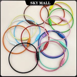 20pcs Diameter 5cm Mix color Colorful Keychain Stainless Steel WireStainless RopeCarabiner Key Holder Keyrings Cable