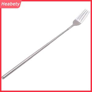 Heabety  Bạc không gỉ Kính thiên văn mở rộng Ngã Ba bữa ăn tối trái cây tráng miệng dài dao kéo dĩa BBQ Thịt ngã ba nhà bếp đồ ăn Bộ đồ ăn