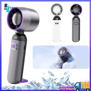 [ VKTECH ] Compact Electric Handheld Fan with Digital Display Adjustable Speed Portable Fan for Home Office and Travel