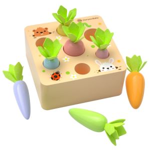 SG READY STOCK!!!Montessori Toys for 1 Year Baby Pull Carrot Set Game Kids Wooden Toy Shape Sorting Matching Puzzle Educational Toys for Children