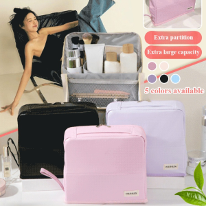 Stand up Cosmetic Bag for Women Large Capacity Portable Hanging Luggage Travel Hand Held Partition Storage Bag站立式手提分区化妆包