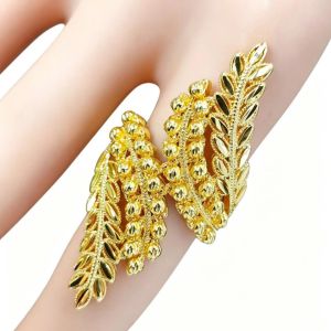 Womens Three-Dimensional Embossed Dress Middle East Dubai 24K Gold-plated ring bridal jewelry adjustable size ring
