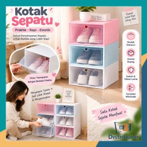 DBI Kotak Sepatu Transparan Susun Murah Model Laci / Rak Plastik Multifungsi Perbox 1PC