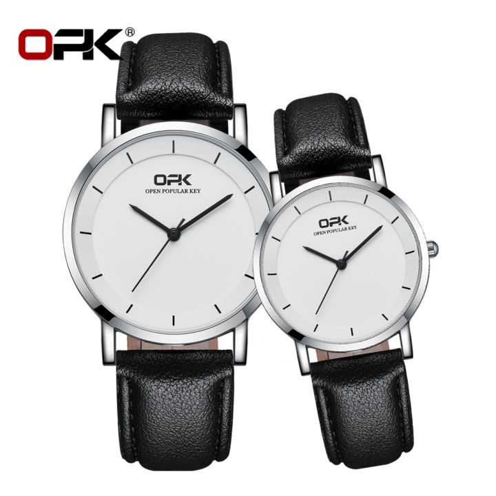 [Buy Take 1] OPK Brand 2Pcs Fashion Casual Couple Watch Waterproof sale  Leather Strap Simple Wristwatch Original Quartz Watches For Men and Women 