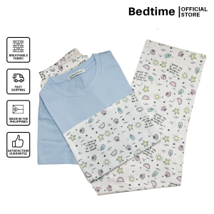 [RESTOCKED] Peaches n Cream - Womens Short Sleeve Pajama Set - 2025 No-Bra Collection - Airy Blue/Blush Pink
