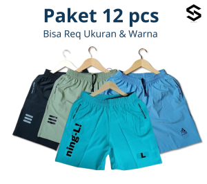 Celana Pendek Olahraga Random Pict Saku Resleting Pria Wanita Running Gym Sport Kolor Volly Futsal Bulu Tangkis Jogging Bahan Berkulitas