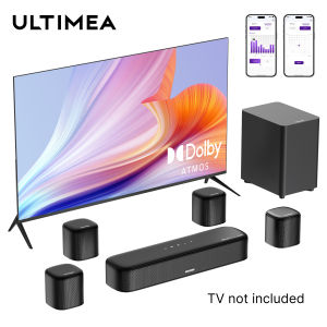 ULTIMEA ลำโพง 7.1ch ซาวด์บาร์ Dolby Atmos ซับวูฟเฟอร์ ลำโพงทีวี 4 ลำโพง เสียงรอบทิศทาง ควบคุมด้วยแอพ Aura A60